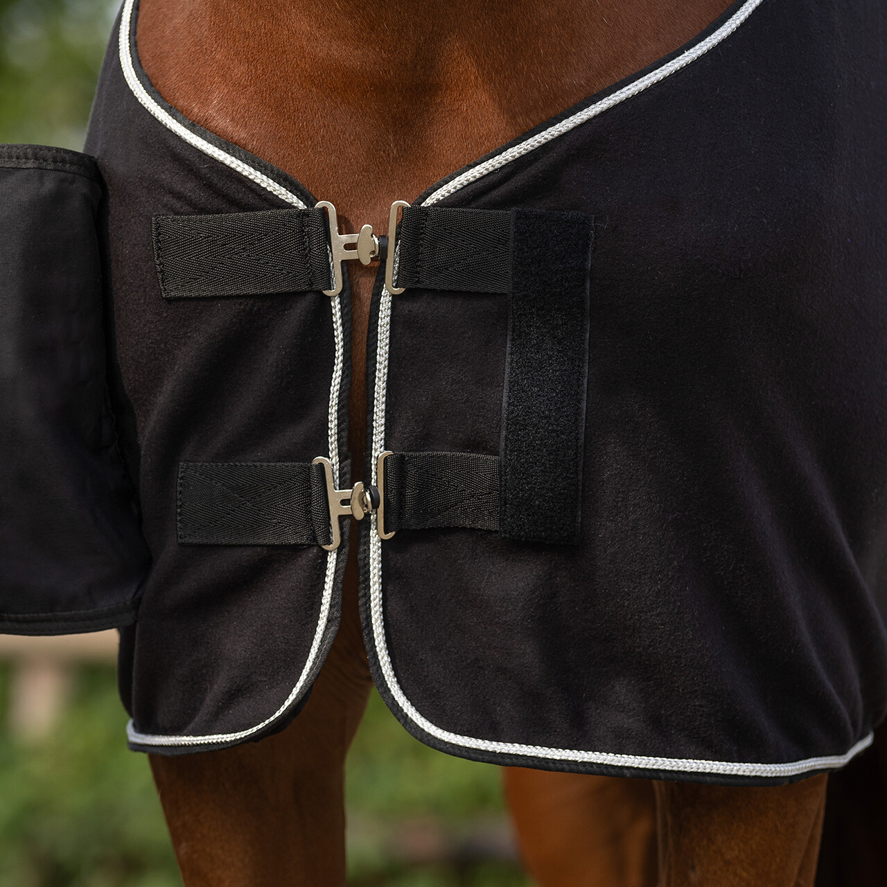 Pătură fleece pentru cai Ornament, negru, 125 cm