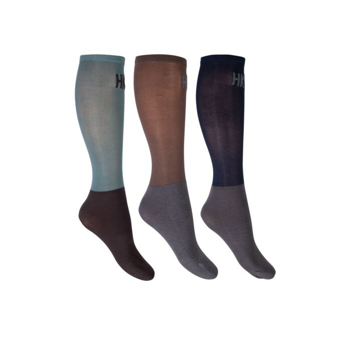 HKM Șosete călărie damă din Microcotton set 3 perechi, maro, 38-40